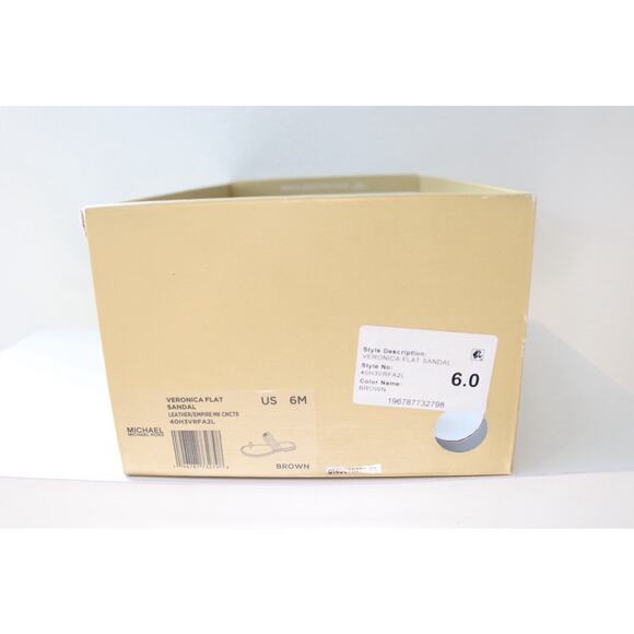 Michael Kors Veronica Flat Thong Sandals Double Strap MK Logo Brown Size 6 - Picture 8 of 9